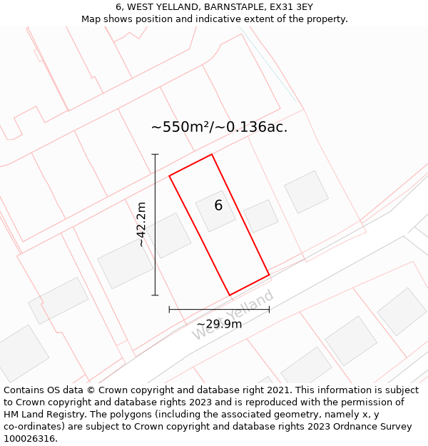 6, WEST YELLAND, BARNSTAPLE, EX31 3EY: Plot and title map