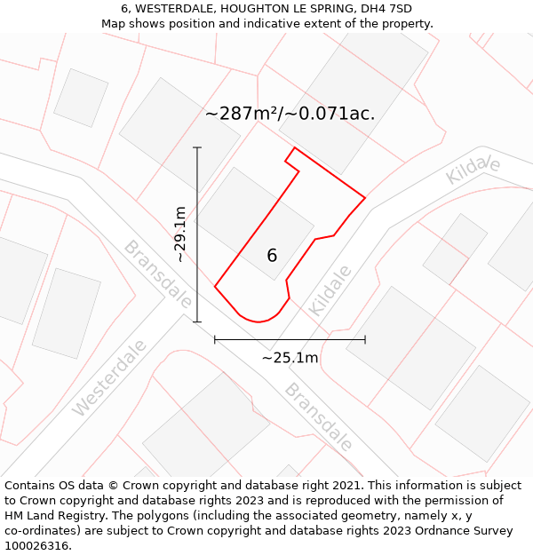 6, WESTERDALE, HOUGHTON LE SPRING, DH4 7SD: Plot and title map