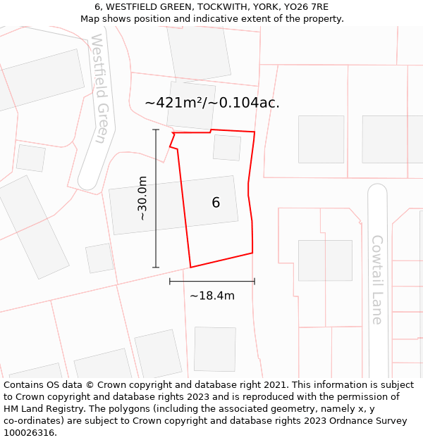 6, WESTFIELD GREEN, TOCKWITH, YORK, YO26 7RE: Plot and title map