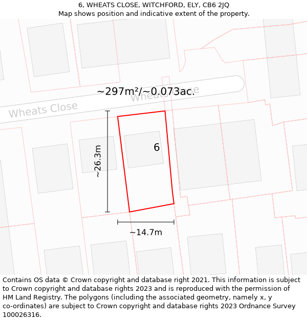 6, WHEATS CLOSE, WITCHFORD, ELY, CB6 2JQ: Plot and title map