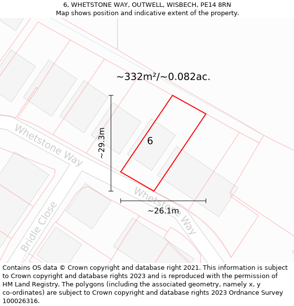 6, WHETSTONE WAY, OUTWELL, WISBECH, PE14 8RN: Plot and title map