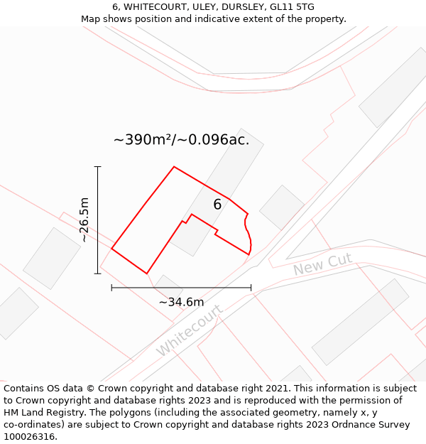 6, WHITECOURT, ULEY, DURSLEY, GL11 5TG: Plot and title map