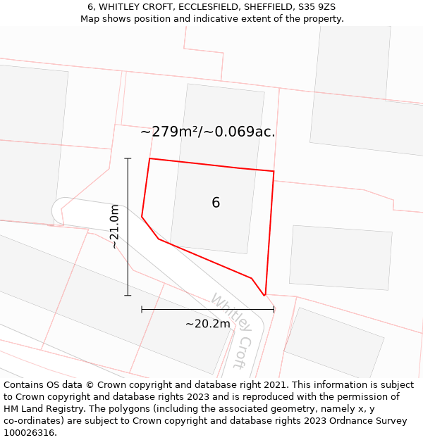 6, WHITLEY CROFT, ECCLESFIELD, SHEFFIELD, S35 9ZS: Plot and title map