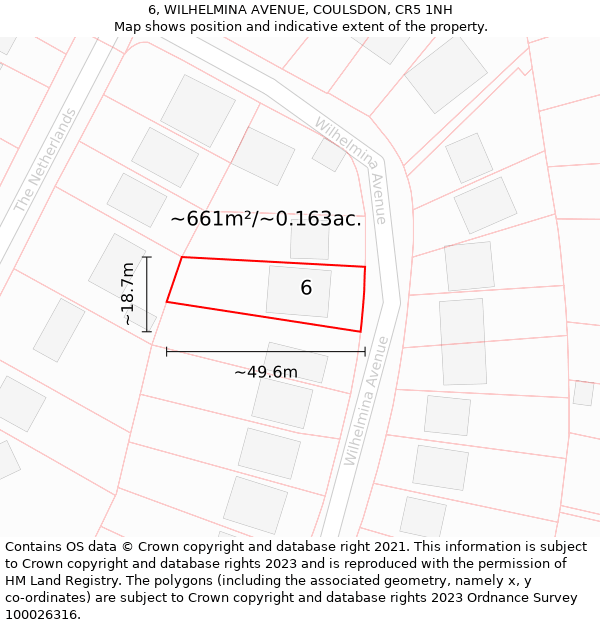 6, WILHELMINA AVENUE, COULSDON, CR5 1NH: Plot and title map