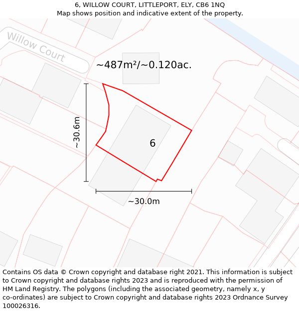 6, WILLOW COURT, LITTLEPORT, ELY, CB6 1NQ: Plot and title map