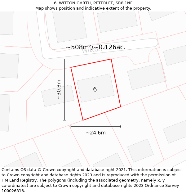 6, WITTON GARTH, PETERLEE, SR8 1NF: Plot and title map