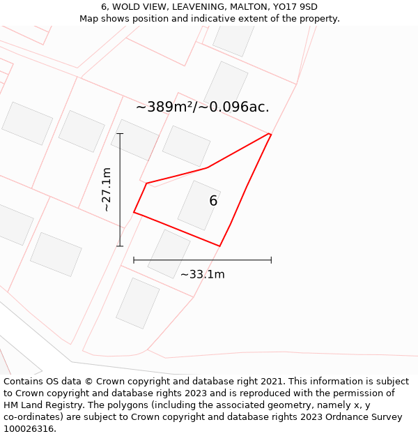 6, WOLD VIEW, LEAVENING, MALTON, YO17 9SD: Plot and title map