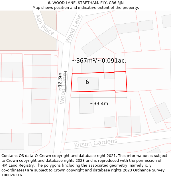 6, WOOD LANE, STRETHAM, ELY, CB6 3JN: Plot and title map