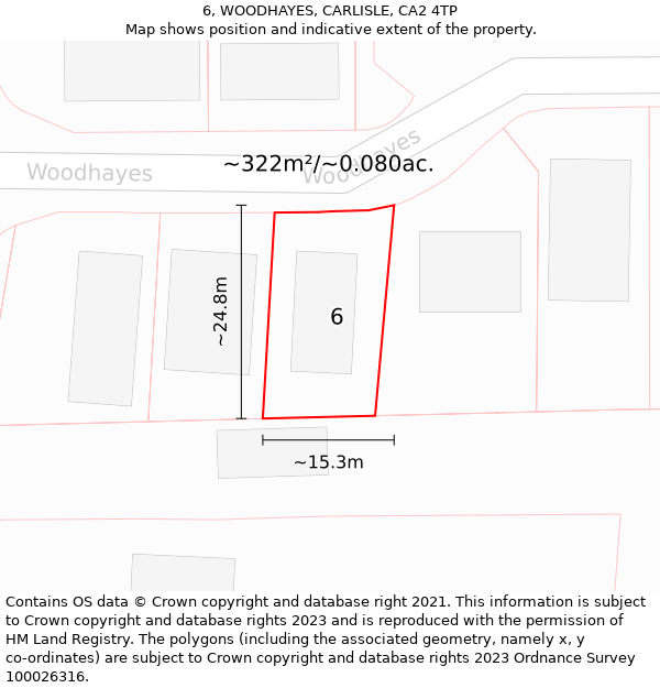 6, WOODHAYES, CARLISLE, CA2 4TP: Plot and title map