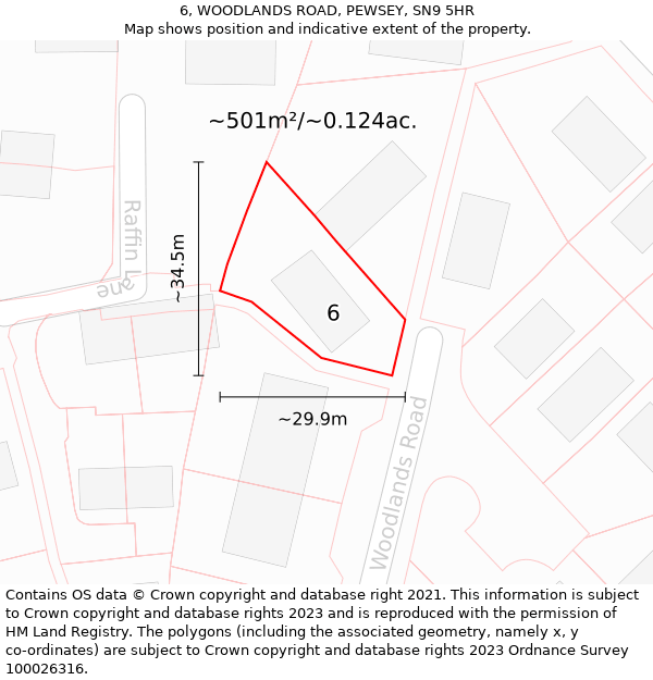 6, WOODLANDS ROAD, PEWSEY, SN9 5HR: Plot and title map