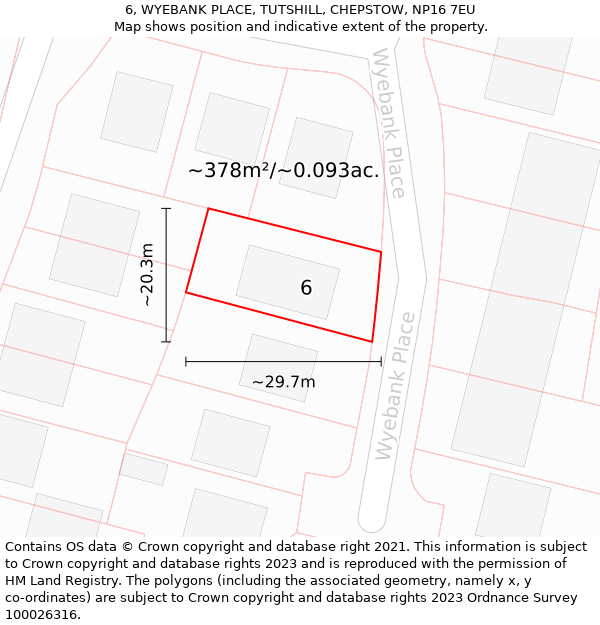 6, WYEBANK PLACE, TUTSHILL, CHEPSTOW, NP16 7EU: Plot and title map