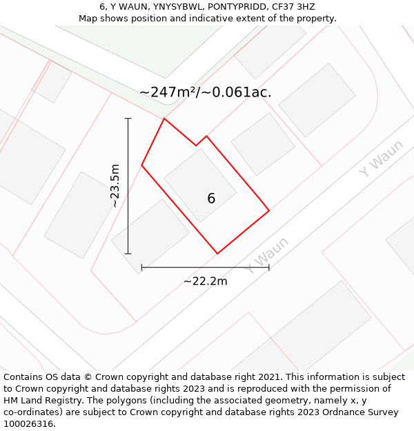 6, Y WAUN, YNYSYBWL, PONTYPRIDD, CF37 3HZ: Plot and title map