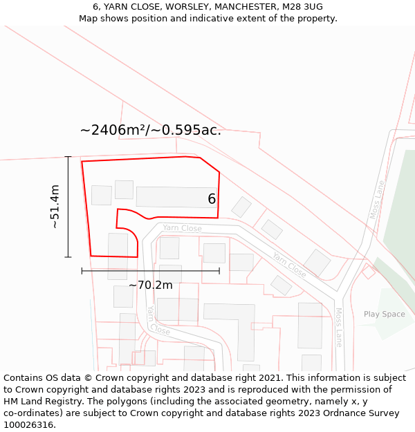 6, YARN CLOSE, WORSLEY, MANCHESTER, M28 3UG: Plot and title map