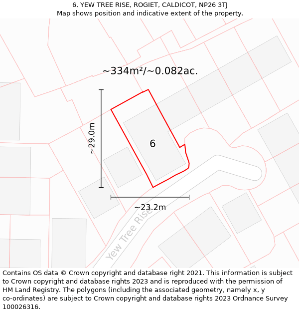 6, YEW TREE RISE, ROGIET, CALDICOT, NP26 3TJ: Plot and title map
