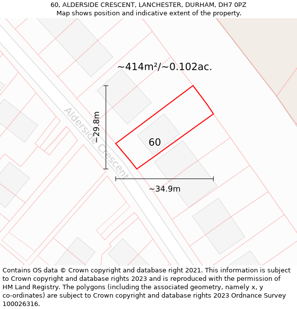 60, ALDERSIDE CRESCENT, LANCHESTER, DURHAM, DH7 0PZ: Plot and title map