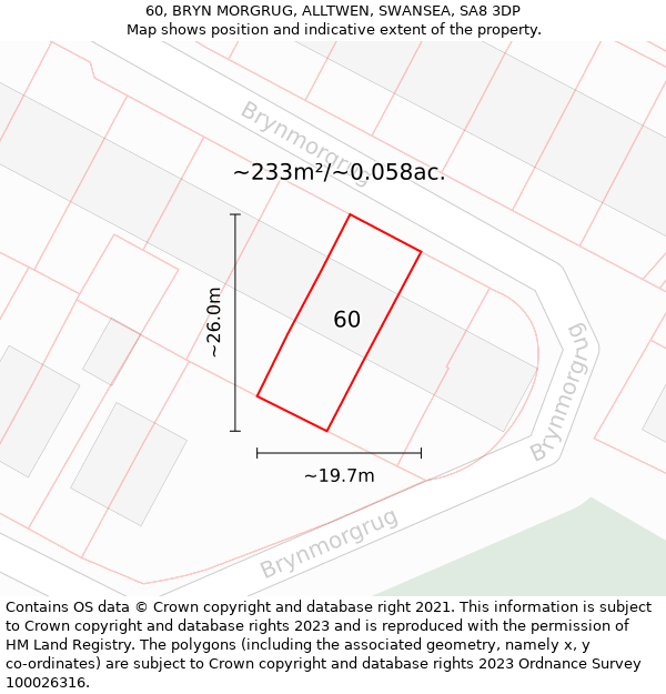 60, BRYN MORGRUG, ALLTWEN, SWANSEA, SA8 3DP: Plot and title map