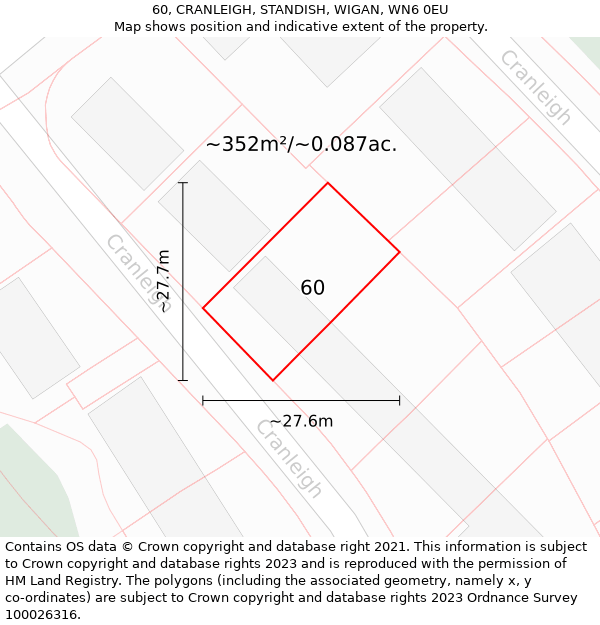 60, CRANLEIGH, STANDISH, WIGAN, WN6 0EU: Plot and title map