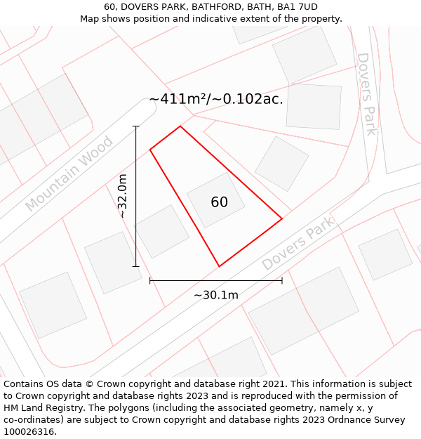 60, DOVERS PARK, BATHFORD, BATH, BA1 7UD: Plot and title map