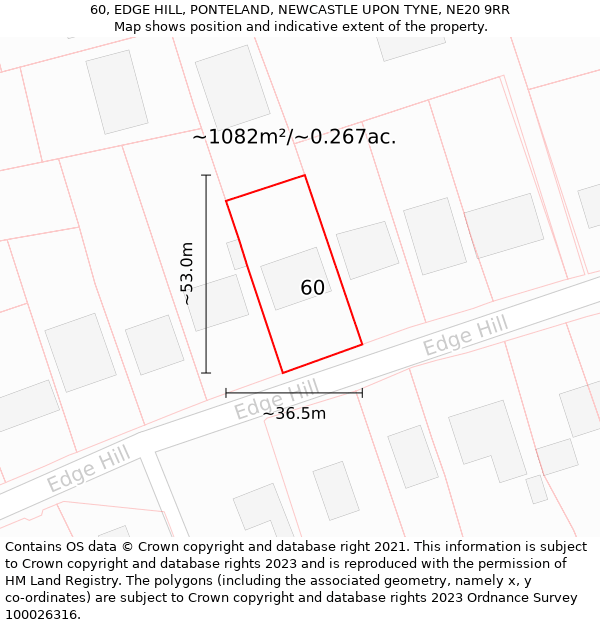 60, EDGE HILL, PONTELAND, NEWCASTLE UPON TYNE, NE20 9RR: Plot and title map