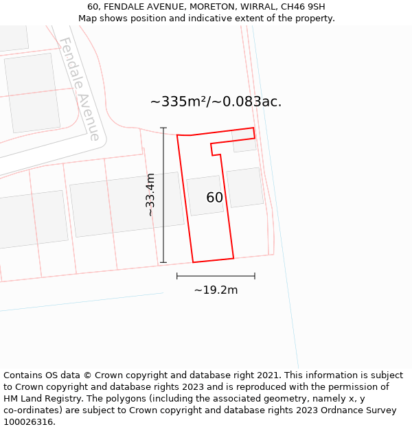 60, FENDALE AVENUE, MORETON, WIRRAL, CH46 9SH: Plot and title map