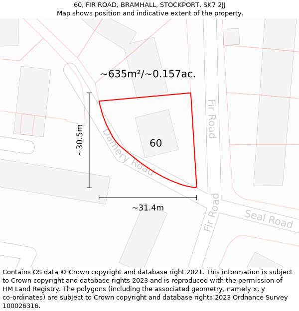 60, FIR ROAD, BRAMHALL, STOCKPORT, SK7 2JJ: Plot and title map