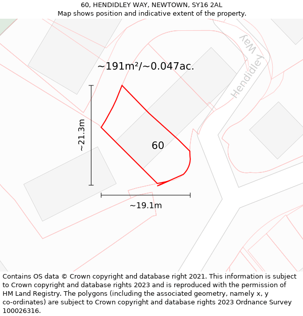 60, HENDIDLEY WAY, NEWTOWN, SY16 2AL: Plot and title map