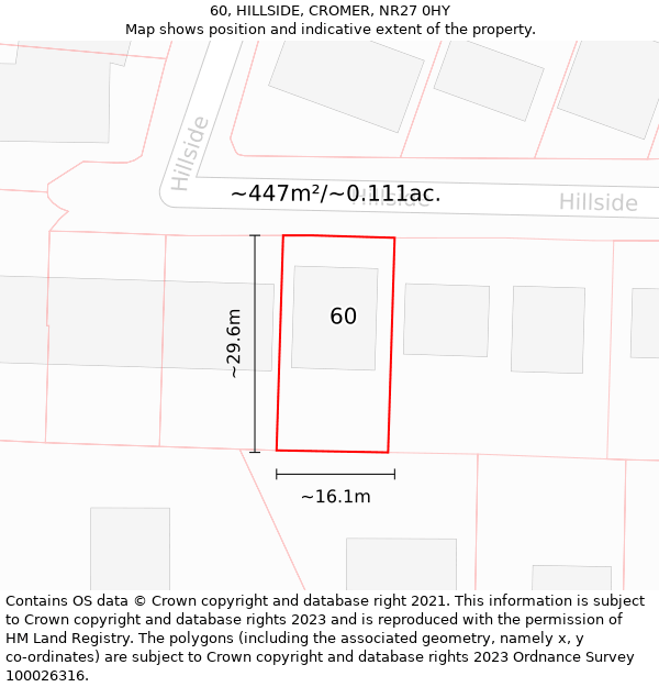 60, HILLSIDE, CROMER, NR27 0HY: Plot and title map