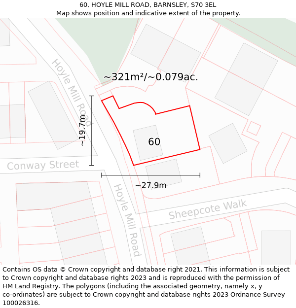 60, HOYLE MILL ROAD, BARNSLEY, S70 3EL: Plot and title map