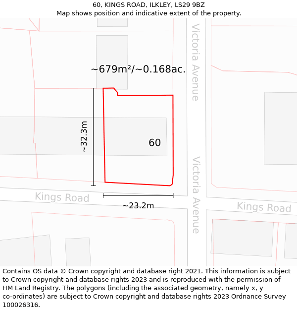 60, KINGS ROAD, ILKLEY, LS29 9BZ: Plot and title map