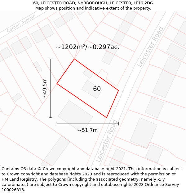 60, LEICESTER ROAD, NARBOROUGH, LEICESTER, LE19 2DG: Plot and title map