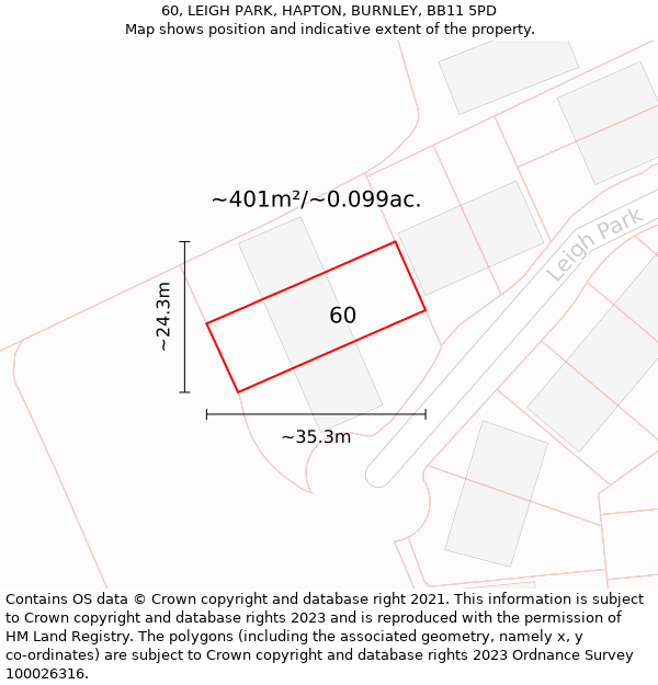 60, LEIGH PARK, HAPTON, BURNLEY, BB11 5PD: Plot and title map