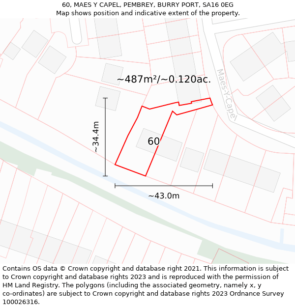 60, MAES Y CAPEL, PEMBREY, BURRY PORT, SA16 0EG: Plot and title map