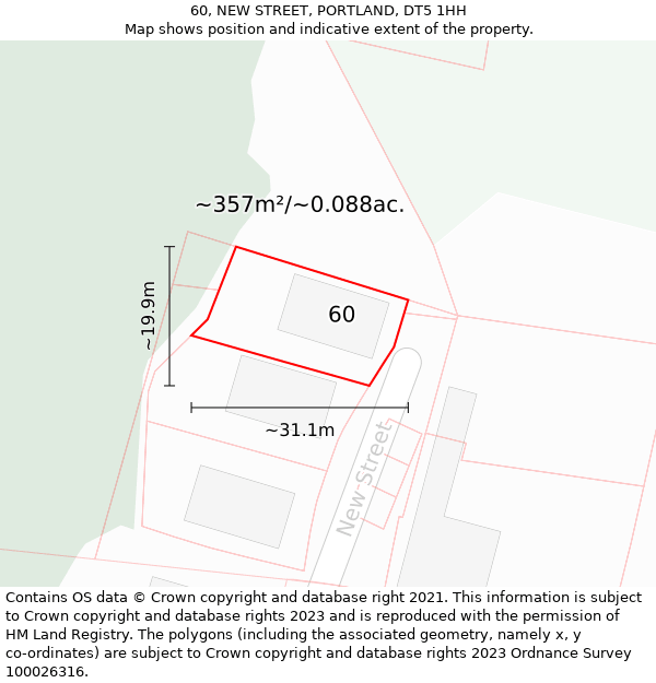 60, NEW STREET, PORTLAND, DT5 1HH: Plot and title map