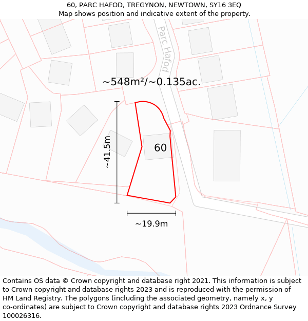 60, PARC HAFOD, TREGYNON, NEWTOWN, SY16 3EQ: Plot and title map