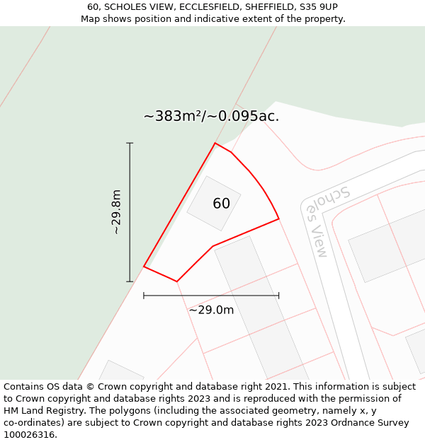 60, SCHOLES VIEW, ECCLESFIELD, SHEFFIELD, S35 9UP: Plot and title map