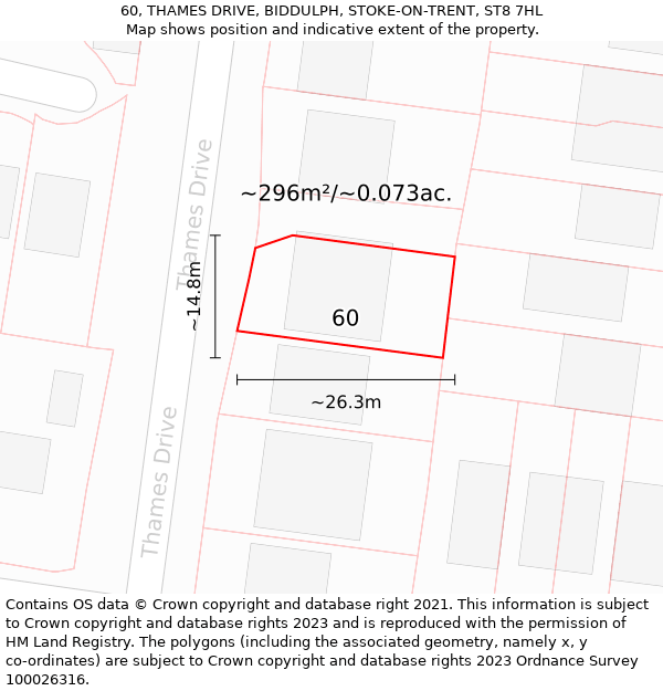 60, THAMES DRIVE, BIDDULPH, STOKE-ON-TRENT, ST8 7HL: Plot and title map