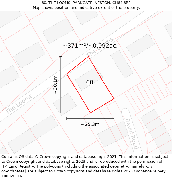 60, THE LOOMS, PARKGATE, NESTON, CH64 6RF: Plot and title map