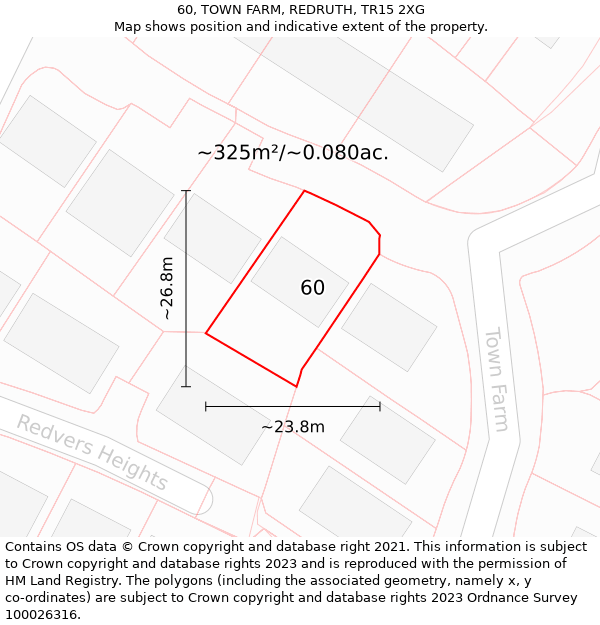 60, TOWN FARM, REDRUTH, TR15 2XG: Plot and title map