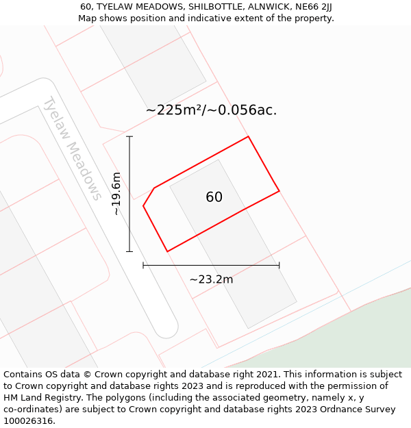 60, TYELAW MEADOWS, SHILBOTTLE, ALNWICK, NE66 2JJ: Plot and title map