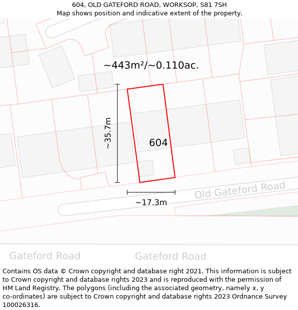 604, OLD GATEFORD ROAD, WORKSOP, S81 7SH: Plot and title map