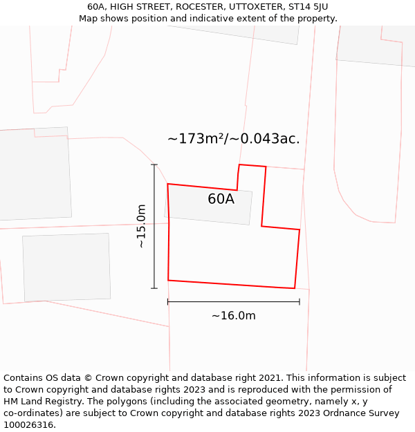 60A, HIGH STREET, ROCESTER, UTTOXETER, ST14 5JU: Plot and title map