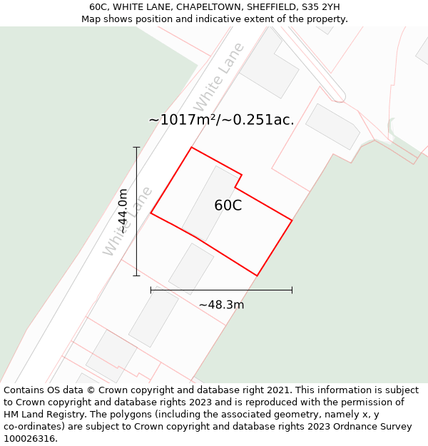 60C, WHITE LANE, CHAPELTOWN, SHEFFIELD, S35 2YH: Plot and title map