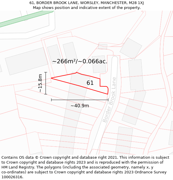 61, BORDER BROOK LANE, WORSLEY, MANCHESTER, M28 1XJ: Plot and title map