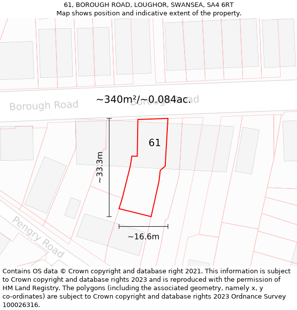 61, BOROUGH ROAD, LOUGHOR, SWANSEA, SA4 6RT: Plot and title map