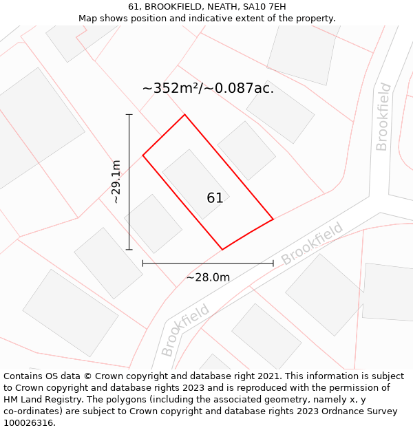 61, BROOKFIELD, NEATH, SA10 7EH: Plot and title map