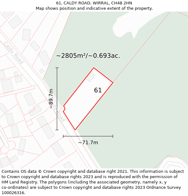 61, CALDY ROAD, WIRRAL, CH48 2HN: Plot and title map