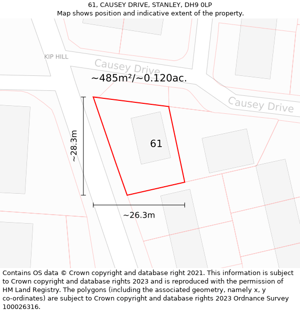 61, CAUSEY DRIVE, STANLEY, DH9 0LP: Plot and title map