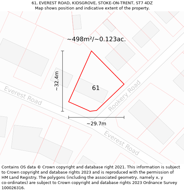 61, EVEREST ROAD, KIDSGROVE, STOKE-ON-TRENT, ST7 4DZ: Plot and title map