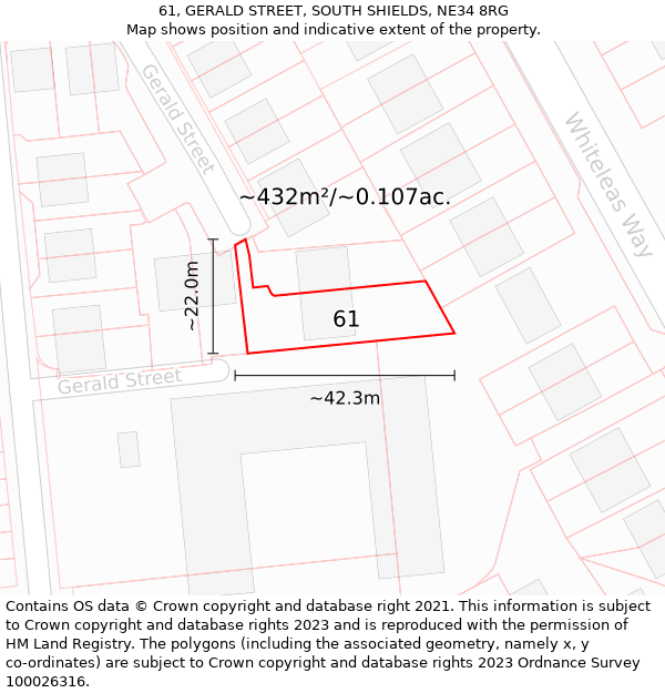 61, GERALD STREET, SOUTH SHIELDS, NE34 8RG: Plot and title map