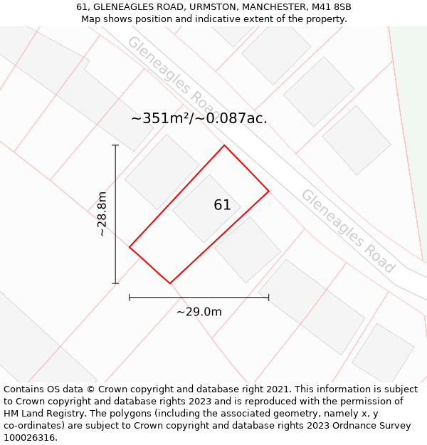 61, GLENEAGLES ROAD, URMSTON, MANCHESTER, M41 8SB: Plot and title map